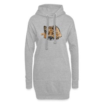 Allemand. chien de berger - Sweat-shirt à capuche long Femme - gris chiné - Devant