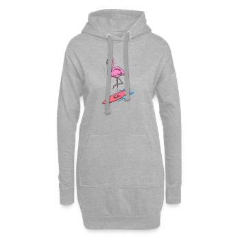 Cool Flamingo Surfen Urlaub Sommer Sonne Ferien - Hoodie-Kleid - Grau meliert - Vorne