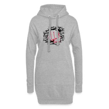 Poing, poing, poing - Sweat-shirt à capuche long Femme - gris chiné - Devant