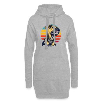 Portrait du Chien au coucher du soleil - Sweat-shirt à capuche long Femme - gris chiné - Devant