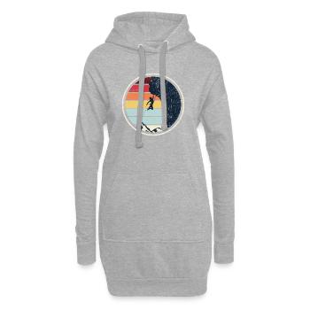 Escalade rétro au coucher de soleil sur une falaise - Sweat-shirt à capuche long Femme - gris chiné - Devant