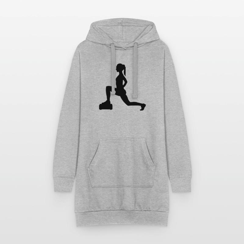 Mädchen oder Dame, die Schritte oder Aerobic macht Hoodie-Kleid