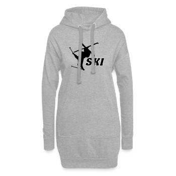 Ski - Sweat-shirt à capuche long Femme - gris chiné - Devant