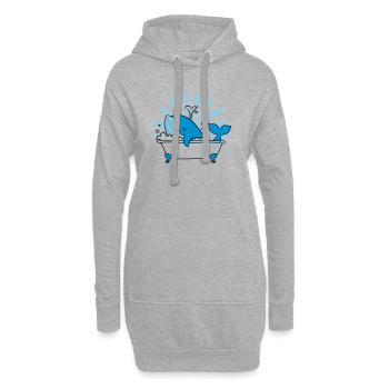 Baleine dans la baignoire – Funny Ocean Design - Sweat-shirt à capuche long Femme - gris chiné - Devant