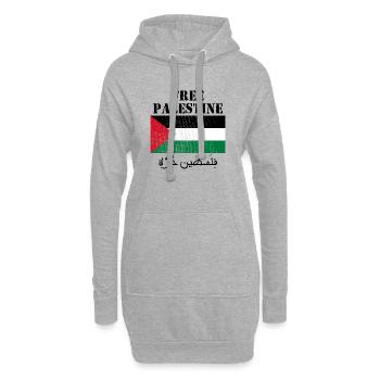 Drapeau de Palestine libre - Sweat-shirt à capuche long Femme - gris chiné - Devant