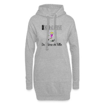 Footballeuse de Mère en Fille Femme Ballon Foot - Sweat-shirt à capuche long Femme - gris chiné - Devant