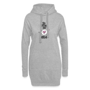 Kunstvolles Liebesmotiv mit Herz und Zitat - Hoodie-Kleid - Grau meliert - Vorne