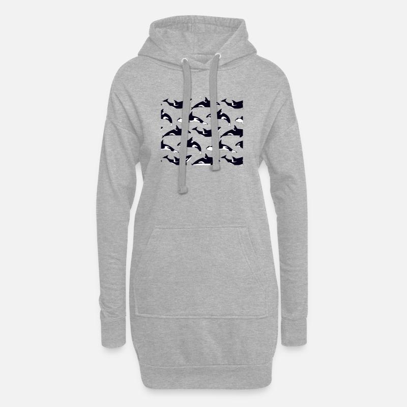 Black and white orca pattern pattern - Hoodie Dress - heather grey