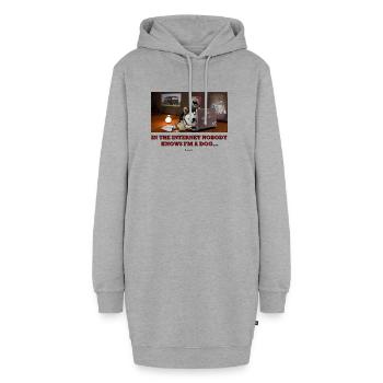Im Internet weiß niemand, dass ich ein Malamute bin ... - Hoodie-Kleid - Grau meliert - Vorne