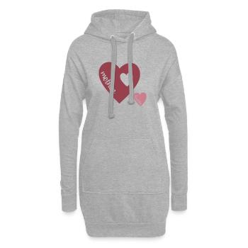 Cœur de Mère Double Cœur Amour Design - Sweat-shirt à capuche long Femme - gris chiné - Devant