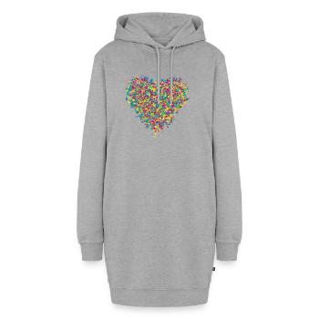 coloré confettis vives coeur - Sweat-shirt à capuche long Femme - gris chiné - Devant