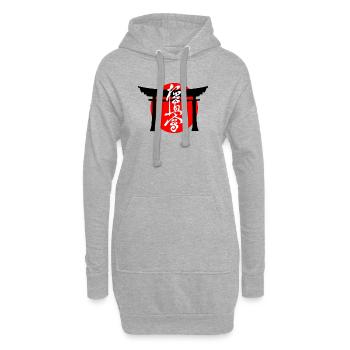 Kyokushin écrit en japonais kanji blanc Torii - Sweat-shirt à capuche long Femme - gris chiné - Devant