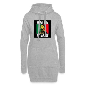 Haile Selassie Portrait im Reggae-Style - Hoodie-Kleid - Grau meliert - Vorne