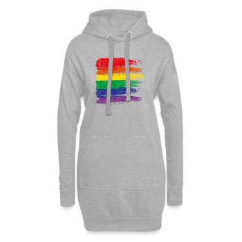 Regenbogen-Pinselstrich Pride - Hoodie-Kleid - Grau meliert - Vorne
