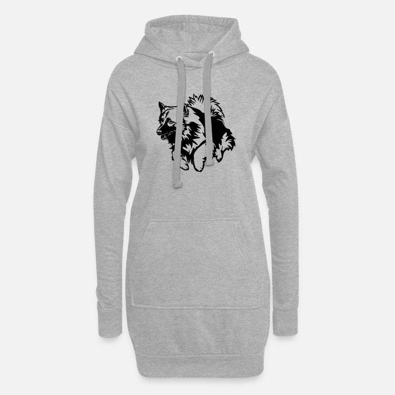 Wolfsspitz - Hoodie-Kleid - Grau meliert