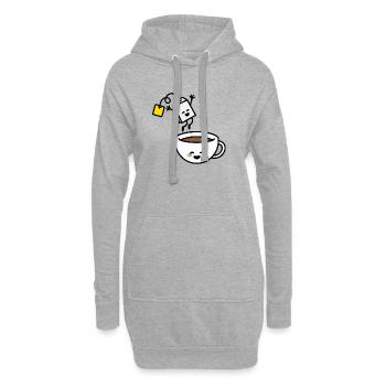 Lustige Teebeutel Teetasse glücklich Tee-Liebhaber Tee-Trinker - Hoodie-Kleid - Grau meliert - Vorne