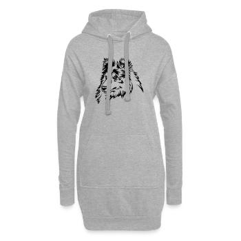 Sheltie Kopf - Hoodie-Kleid - Grau meliert - Vorne