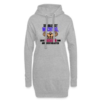 Fitness Lustige Sprüche Muskeln - Hoodie-Kleid - Grau meliert - Vorne