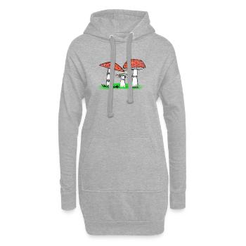 Pilztrio Waldillustration  Pilze - Hoodie-Kleid - Grau meliert - Vorne