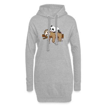 Sloth et Panda Mignons Animal Design - Sweat-shirt à capuche long Femme - gris chiné - Devant