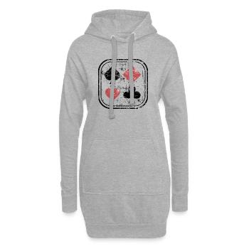 Pique carreaux de coeur croisé used look pour joueur de poker - Sweat-shirt à capuche long Femme - gris chiné - Devant