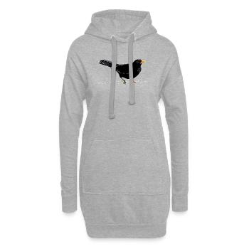 Merle sur barbelés - Sweat-shirt à capuche long Femme - gris chiné - Devant