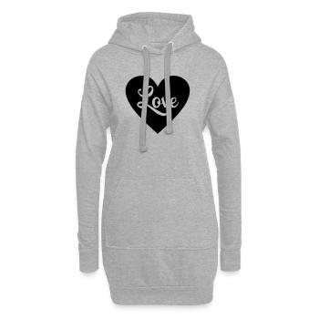 Cœur d’amour - Sweat-shirt à capuche long Femme - gris chiné - Devant