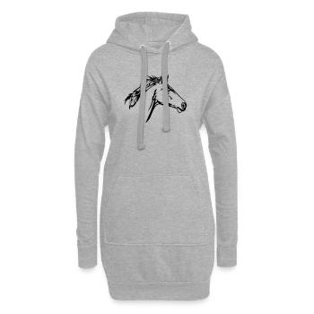 Rennendes Pferd Kopf - Hoodie-Kleid - Grau meliert - Vorne