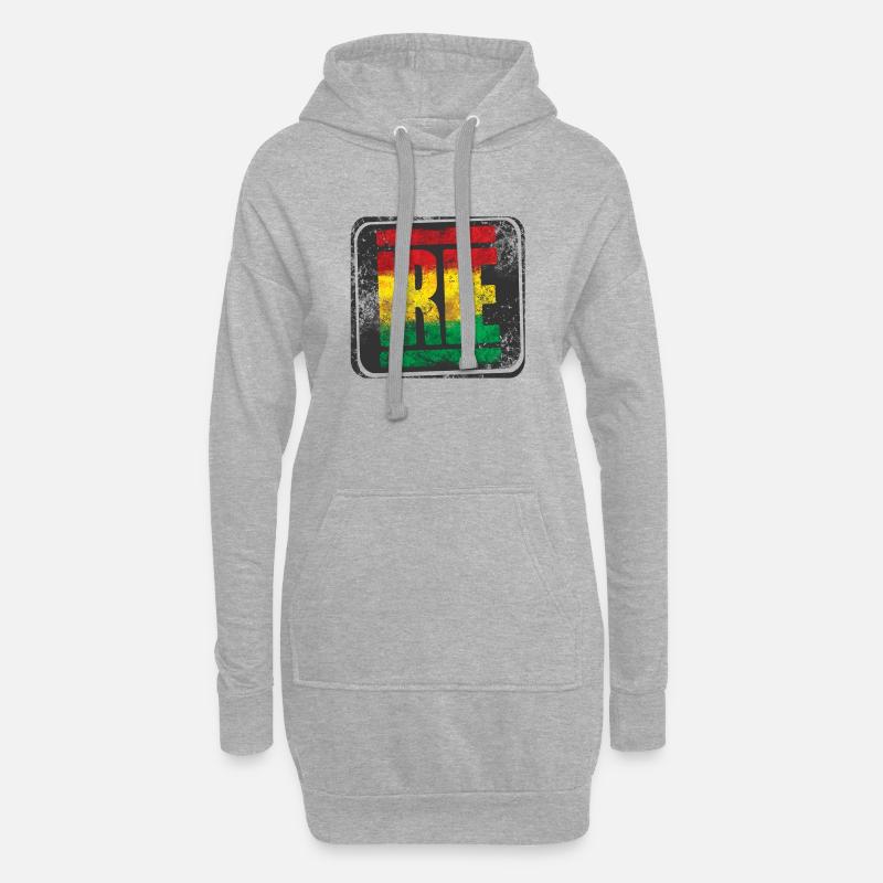 Authentisches Rasta-Design mit Farbverlauf - Hoodie-Kleid - Grau meliert