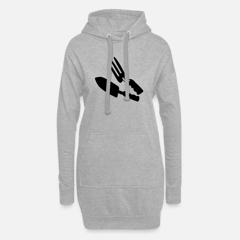 Gartengeräte Shepje und Rechen - Hoodie-Kleid - Grau meliert