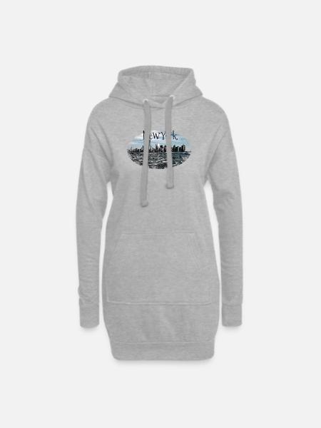 New York City Skyline - Hoodie-Kleid - Grau meliert