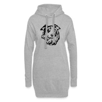 Tête de Border Collie - Sweat-shirt à capuche long Femme - gris chiné - Devant
