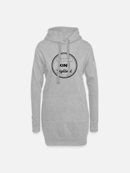 super kiné diplômé badge kinésithérapeute - Sweat-shirt à capuche long Femme - gris chiné