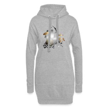 Schlagzeuger sitzt am Schlagzeug mit Typografie - Hoodie-Kleid - Grau meliert - Vorne
