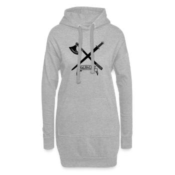 Valhalla avec hache et épée - Sweat-shirt à capuche long Femme - gris chiné - Devant