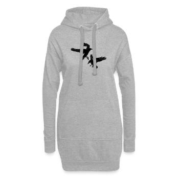 Zwei Flöße Hugin und Munin - Hoodie-Kleid - Grau meliert - Vorne