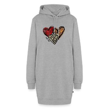 Leopard Hearts Trio - Hoodie-Kleid - Grau meliert - Vorne