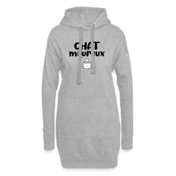 Chatmoureux Humour Chat mignon Amoureux Couple - Sweat-shirt à capuche long Femme - gris chiné - Devant