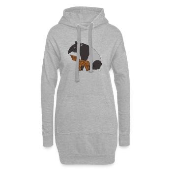 Tapir Familie Mutter Kind Baby Geschenk - Hoodie-Kleid - Grau meliert - Vorne