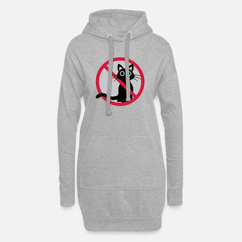 Signe interdit de chat - Sweat-shirt à capuche long Femme - gris chiné