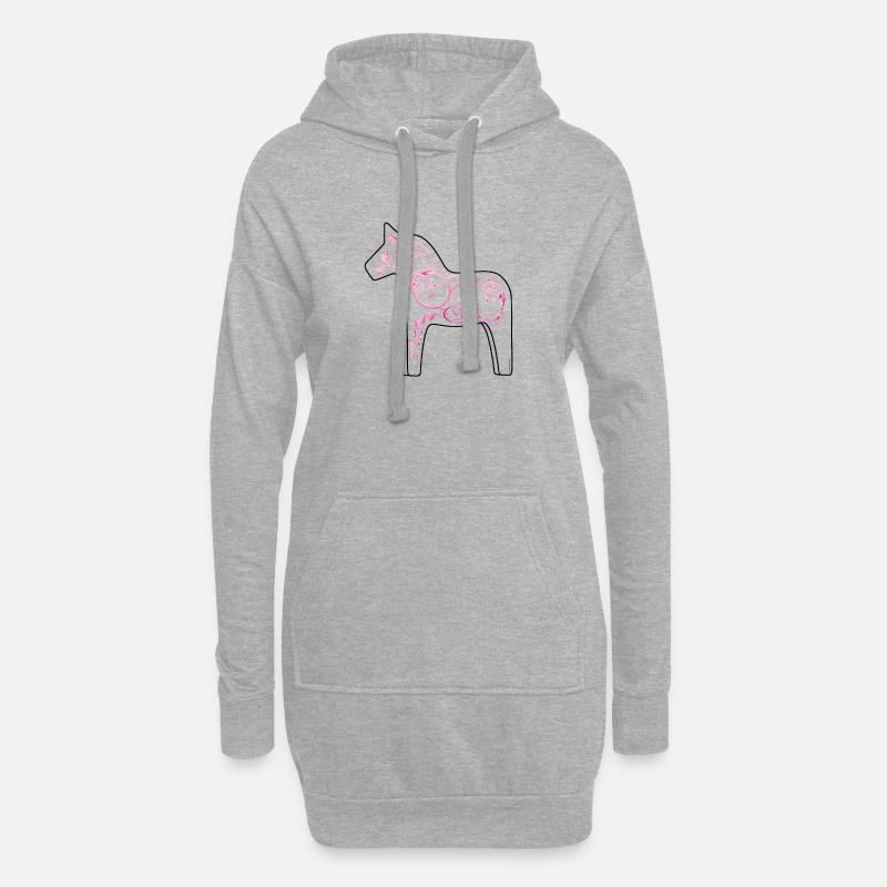 Dala Pferd Pink - Hoodie-Kleid - Grau meliert