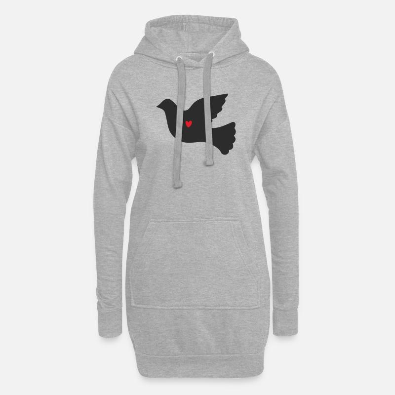 Taube Friedenstaube - Hoodie-Kleid - Grau meliert