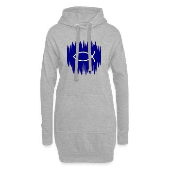 Jésus poisson Ichthys poisson poisson poisson - Sweat-shirt à capuche long Femme - gris chiné - Devant