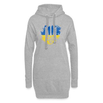 Drapeau trident ukrainien Brush - Sweat-shirt à capuche long Femme - gris chiné - Devant