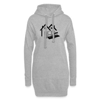 Maison de logo carreleur avec peigne de colle et carreaux - Sweat-shirt à capuche long Femme - gris chiné - Devant