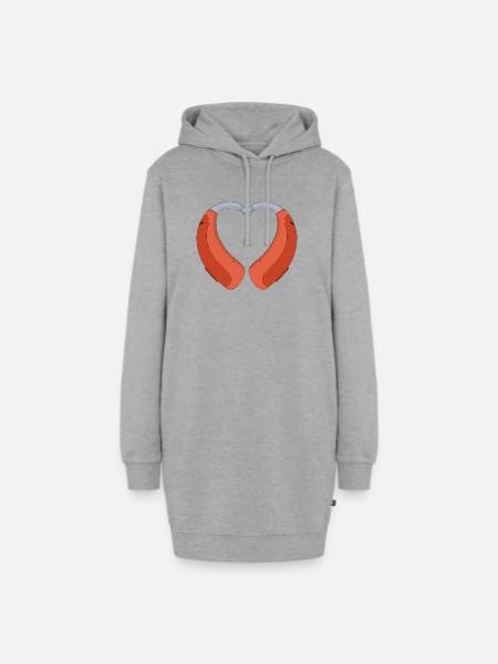 Herzförmiges Hörgerät - Hoodie-Kleid - Grau meliert