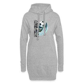 Dynamischer Fußball und Fußballschuh - Hoodie-Kleid - Grau meliert - Vorne