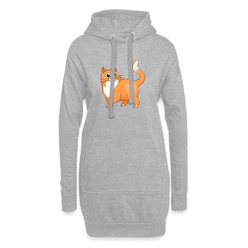 Der fröhliche orangefarbene Kater. - Hoodie-Kleid - Grau meliert - Vorne