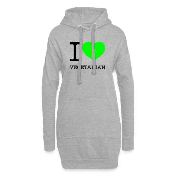 I LOVE VEGETARIAN Vegetarisch Vegetarier - Hoodie-Kleid - Grau meliert - Vorne