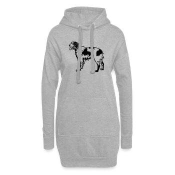 Epagneul Breton - Sweat-shirt à capuche long Femme - gris chiné - Devant